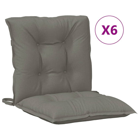 Vidaxx Stuhlkissen 6 Stück niedrige Rückenlehne 100x50x7 cm Stoff dunkelgrau