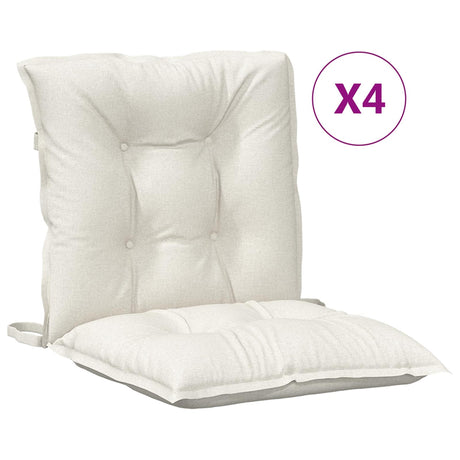 Vidaxx Stuhlkissen 4 Stück niedrige Rückenlehne 100x50x7 cm Stoff gemischt creme