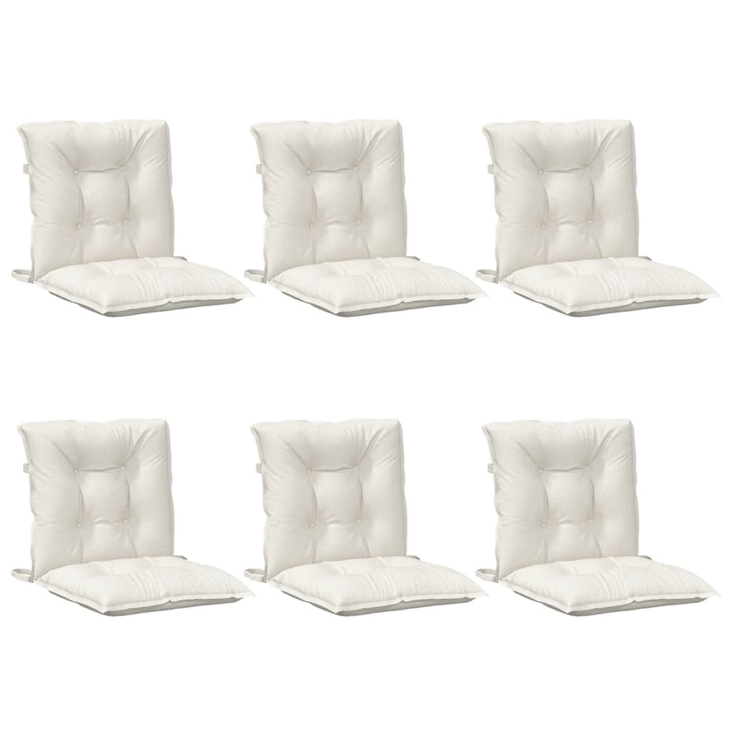 VidaXL Stuhlkissen 6 Stück niedrige Rückenlehne 100x50x7 cm Stoff gemischt creme