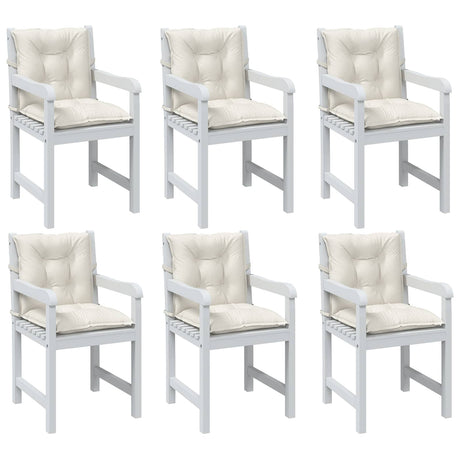 VidaXL Stuhlkissen 6 Stück niedrige Rückenlehne 100x50x7 cm Stoff gemischt creme