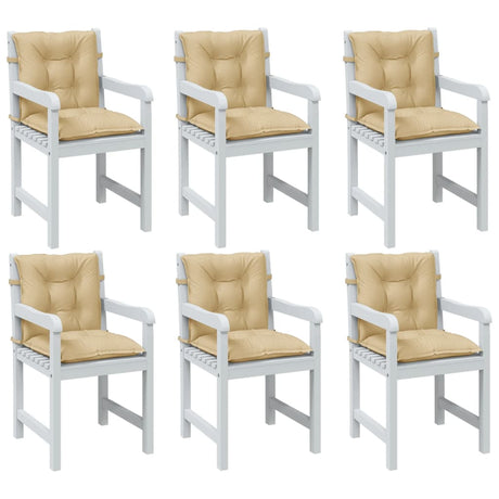 Vidaxx Stuhlkissen 6 Stück niedrige Rückenlehne 100x50x7 cm Stoff beige gemischt