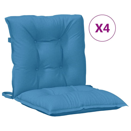VidaXL Stuhlkissen 4 Stück niedrige Rückenlehne 100x50x7 cm Stoff blau gemischt