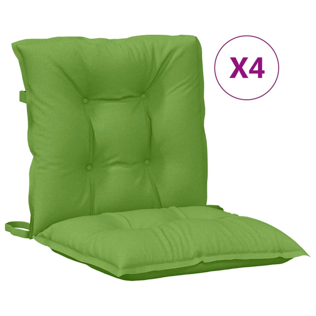 Vidaxx Stuhlkissen 4 Stück niedrige Rückenlehne 100x50x7 cm Stoff grün gemischt
