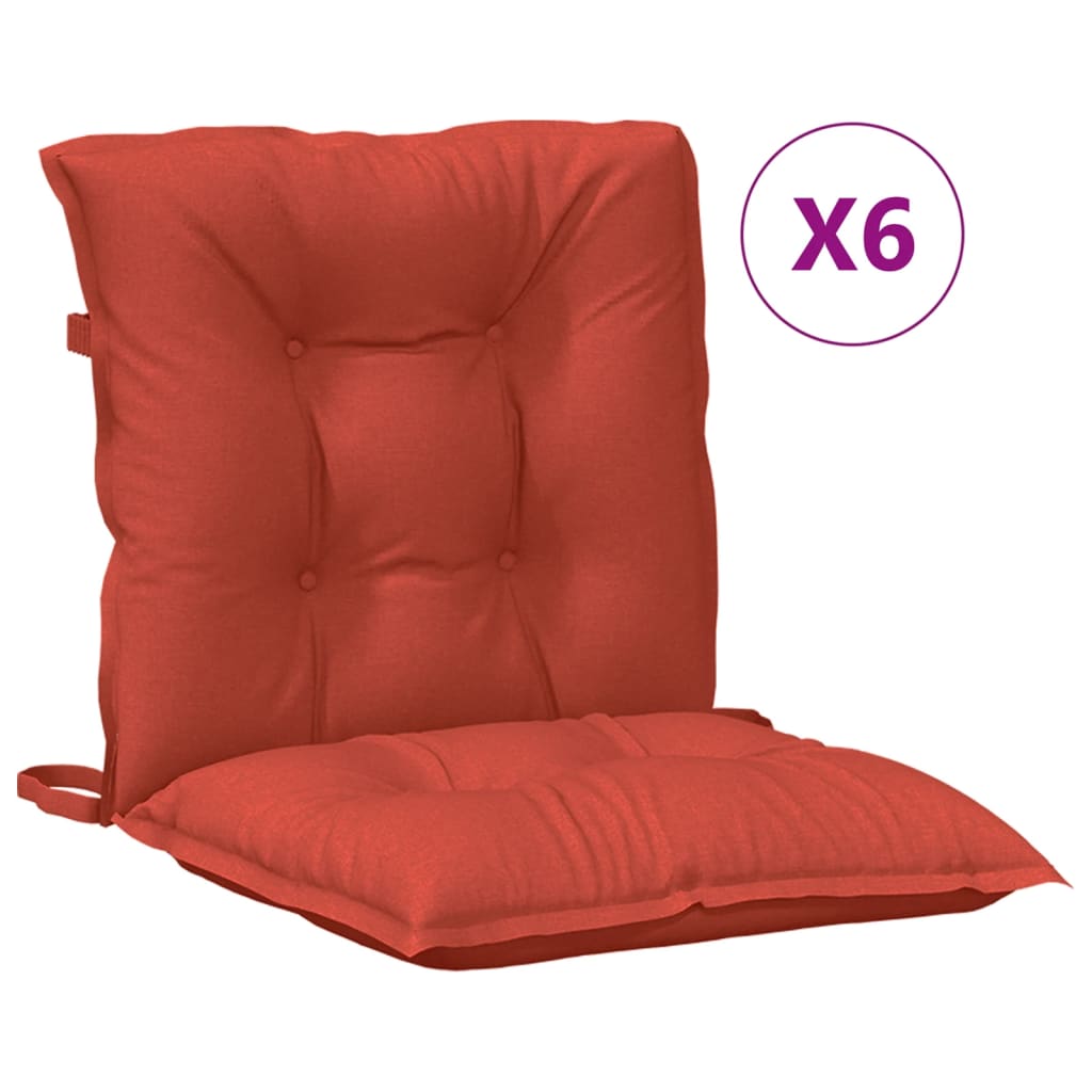 Vidaxx Stuhlkissen 6 Stück niedrige Rückenlehne 100x50x7 cm Stoff rot gemischt