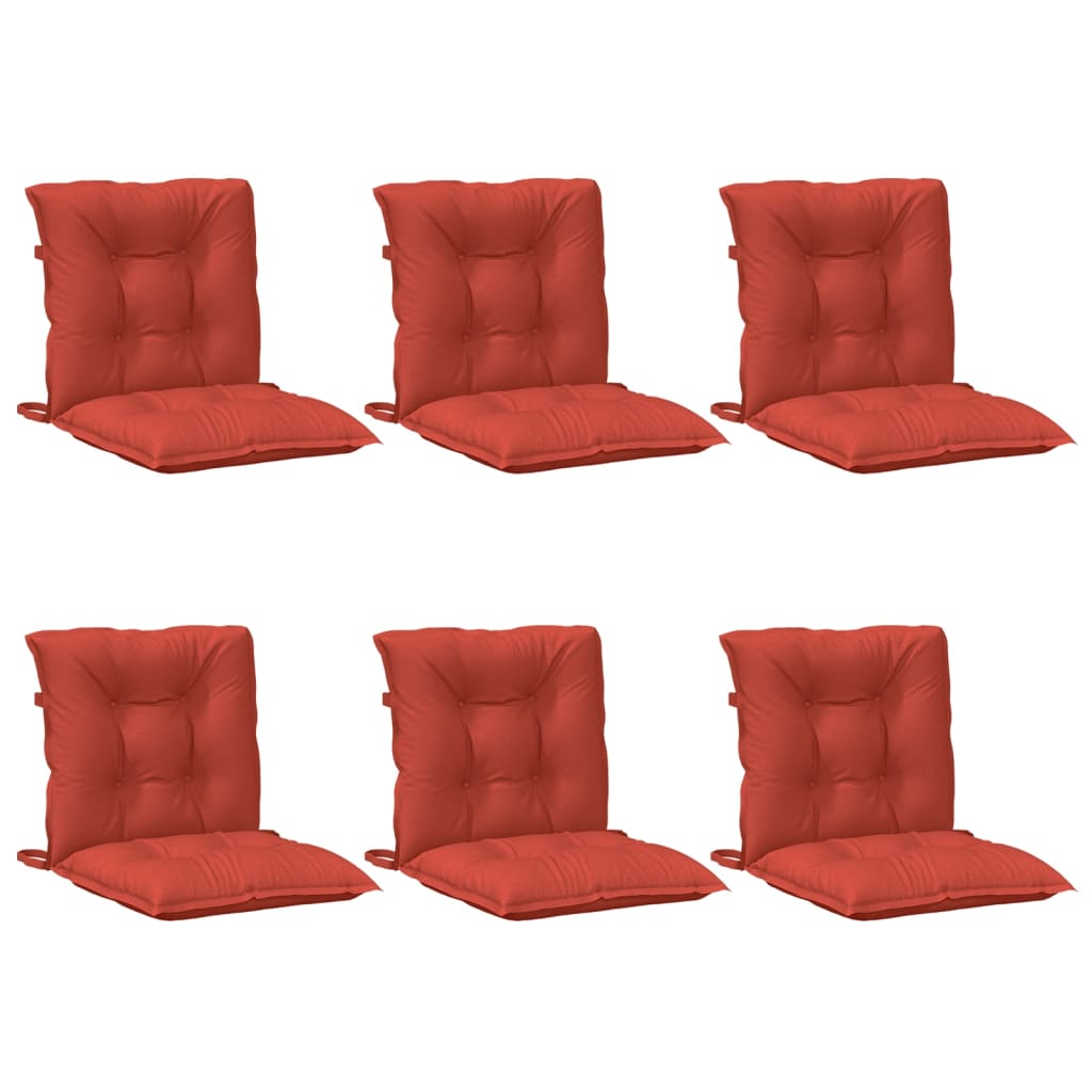 Vidaxx Stuhlkissen 6 Stück niedrige Rückenlehne 100x50x7 cm Stoff rot gemischt