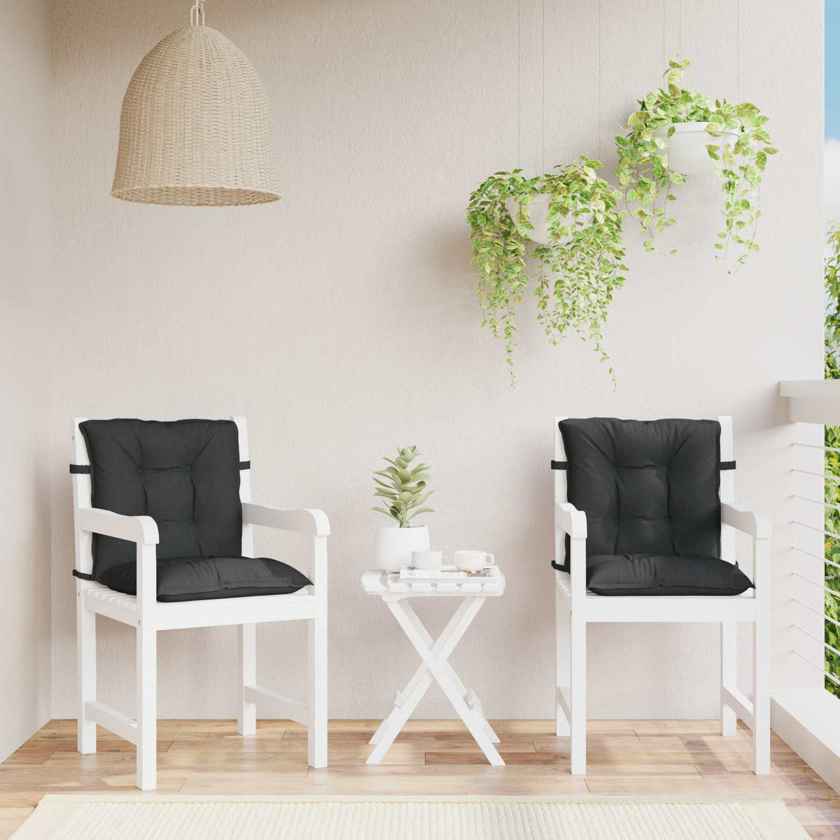 Vidaxl laagrug stoelkussens set 2 st polyester melange zwart