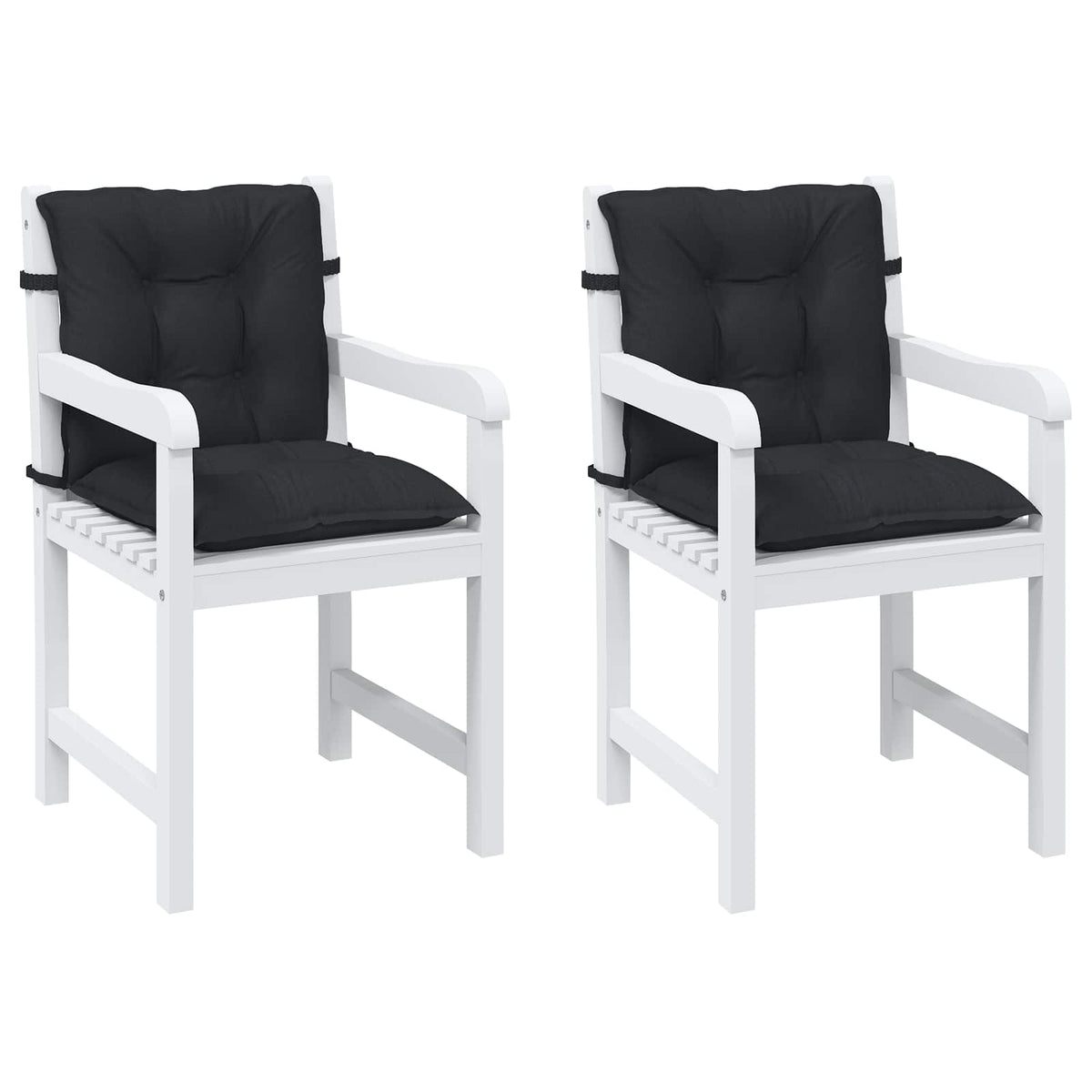Vidaxl laagrug stoelkussens set 2 st polyester melange zwart