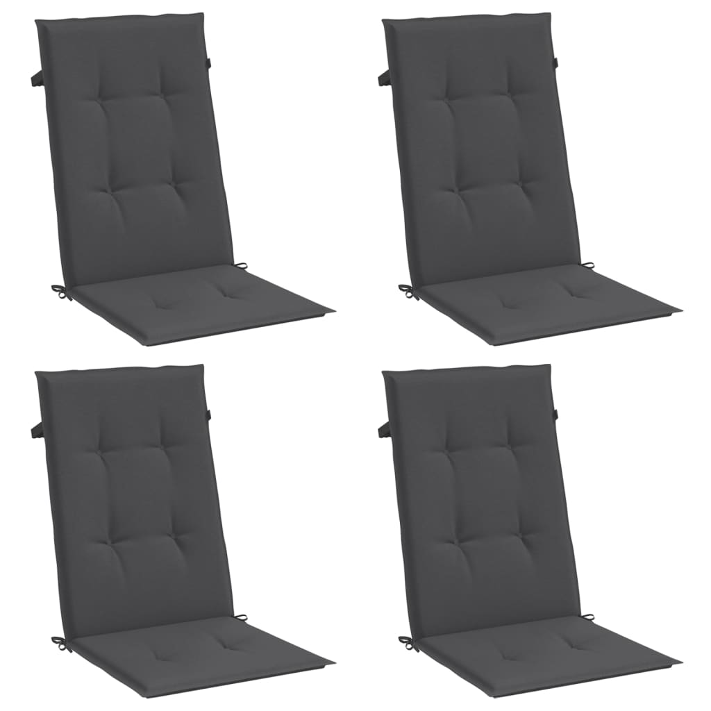 Vidaxx Stuhlkissen 4 Stück hohe Rückenlehne 120x50x4 cm Stoff Anthrazit gemischt