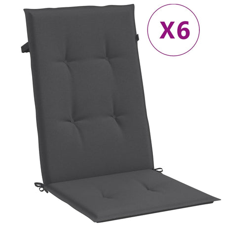 VidaXL Stuhlkissen 6 Stück hohe Rückenlehne 120x50x4 cm Stoff Anthrazit gemischt