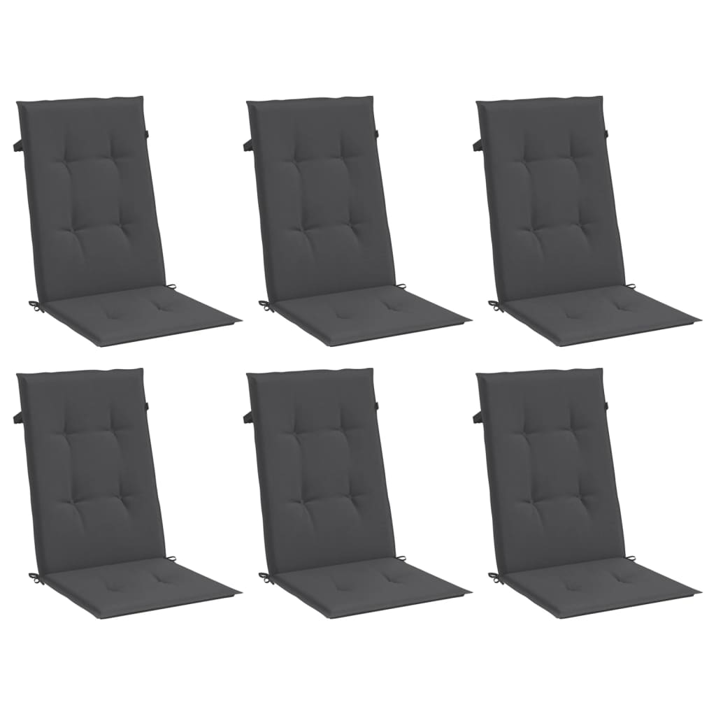 VidaXL Stuhlkissen 6 Stück hohe Rückenlehne 120x50x4 cm Stoff Anthrazit gemischt