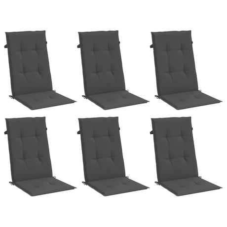 VidaXL Stuhlkissen 6 Stück hohe Rückenlehne 120x50x4 cm Stoff Anthrazit gemischt