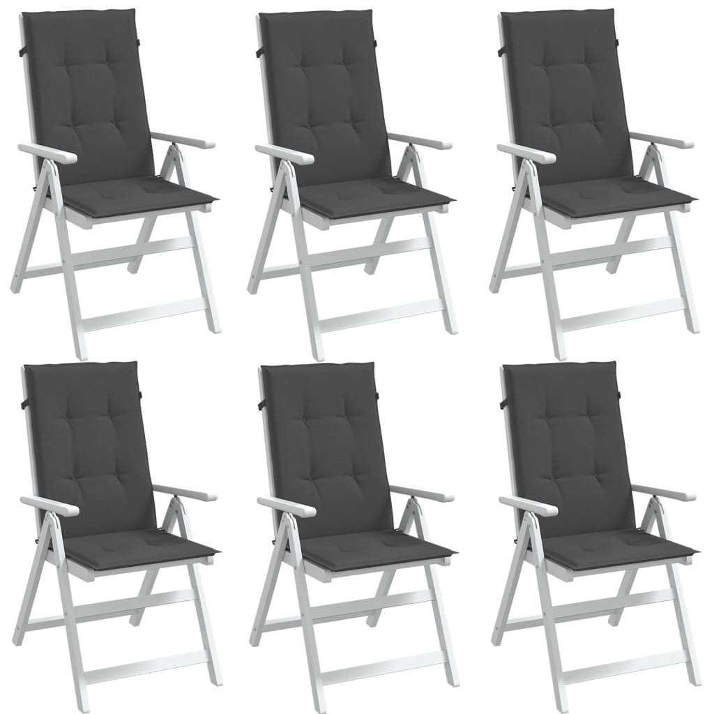 VidaXL Stuhlkissen 6 Stück hohe Rückenlehne 120x50x4 cm Stoff Anthrazit gemischt