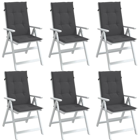 VidaXL Stuhlkissen 6 Stück hohe Rückenlehne 120x50x4 cm Stoff Anthrazit gemischt