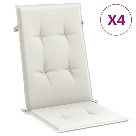 Vidaxx Stuhlkissen 4 Stück hohe Rückenlehne 120x50x4 cm Stoff gemischt creme