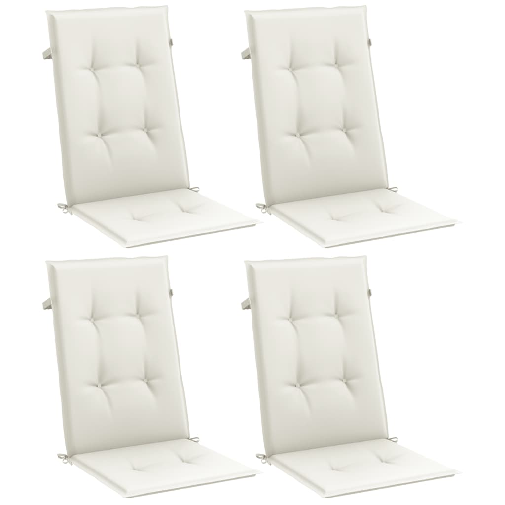Vidaxx Stuhlkissen 4 Stück hohe Rückenlehne 120x50x4 cm Stoff gemischt creme