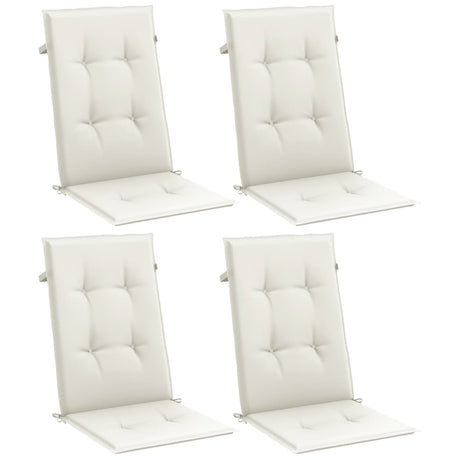 Vidaxx Stuhlkissen 4 Stück hohe Rückenlehne 120x50x4 cm Stoff gemischt creme