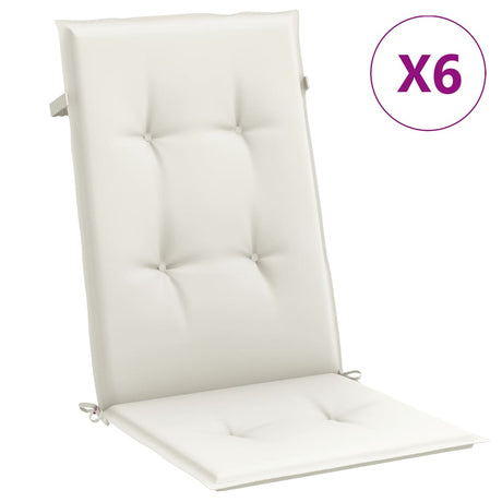 Vidaxx Stuhlkissen 6 Stück hohe Rückenlehne 120x50x4 cm Stoff gemischt creme