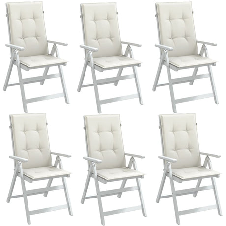Vidaxx Stuhlkissen 6 Stück hohe Rückenlehne 120x50x4 cm Stoff gemischt creme