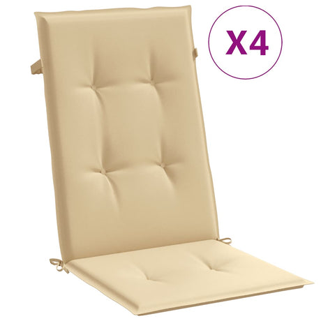 Vidaxx Stuhlkissen 4 Stück hohe Rückenlehne 120x50x4 cm Stoff beige gemischt