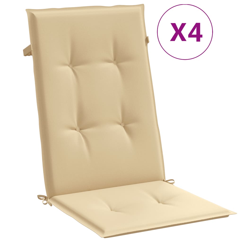 Vidaxx Stuhlkissen 4 Stück hohe Rückenlehne 120x50x4 cm Stoff beige gemischt