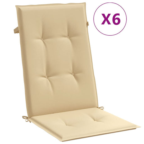Vidaxx Stuhlkissen 6 Stück hohe Rückenlehne 120x50x4 cm Stoff beige gemischt