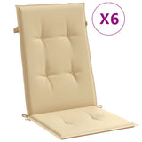 Vidaxx Stuhlkissen 6 Stück hohe Rückenlehne 120x50x4 cm Stoff beige gemischt