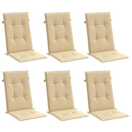 Vidaxx Stuhlkissen 6 Stück hohe Rückenlehne 120x50x4 cm Stoff beige gemischt