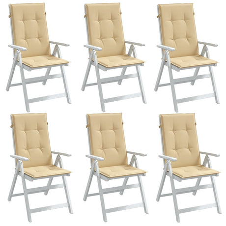 Vidaxx Stuhlkissen 6 Stück hohe Rückenlehne 120x50x4 cm Stoff beige gemischt