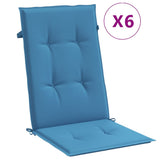 Vidaxx Stuhlkissen 6 Stück hohe Rückenlehne 120x50x4 cm Stoff blau gemischt