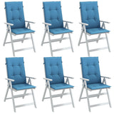 Vidaxx Stuhlkissen 6 Stück hohe Rückenlehne 120x50x4 cm Stoff blau gemischt