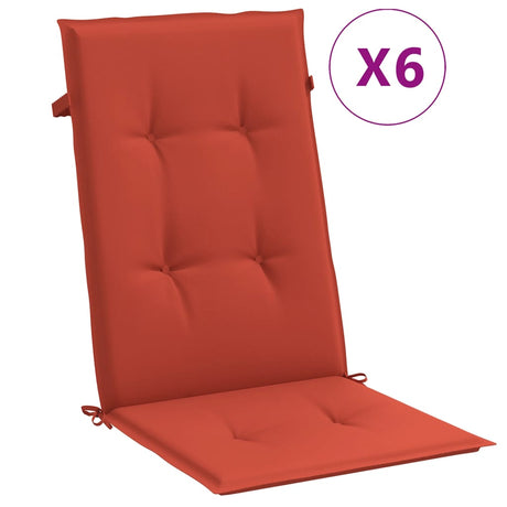 Vidaxx Stuhlkissen 6 Stück hohe Rückenlehne 120x50x4 cm Stoff rot gemischt