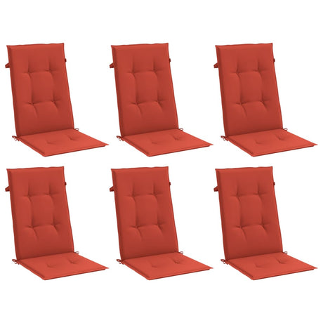 Vidaxx Stuhlkissen 6 Stück hohe Rückenlehne 120x50x4 cm Stoff rot gemischt
