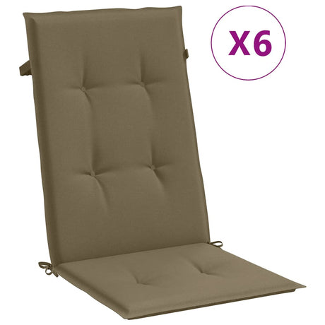 Vidaxx Stuhlkissen 6 Stück hohe Rückenlehne 120x50x4 cm Stoff Melange Taupe