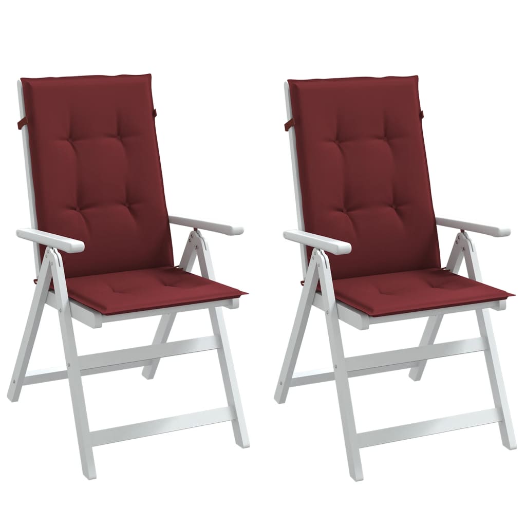 Vidaxx Stuhlkissen 2 Stück hohe Rückenlehne 120x50x4 cm Stoff weinrot gemischt