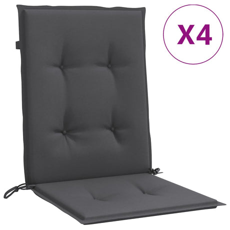 VidaXL Stuhlkissen 4 Stück niedrige Rückenlehne 100x50x4 cm Stoff gemischt Anthrazit