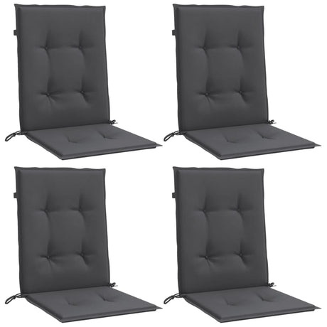 VidaXL Stuhlkissen 4 Stück niedrige Rückenlehne 100x50x4 cm Stoff gemischt Anthrazit