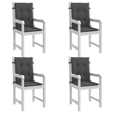 VidaXL Stuhlkissen 4 Stück niedrige Rückenlehne 100x50x4 cm Stoff gemischt Anthrazit