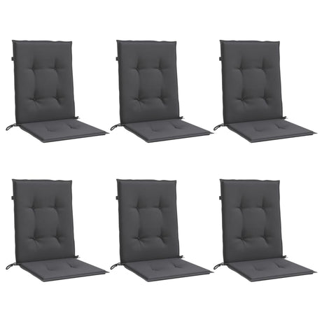 Vidaxx Stuhlkissen 6 Stück niedrige Rückenlehne 100x50x4 cm Stoff gemischt Anthrazit