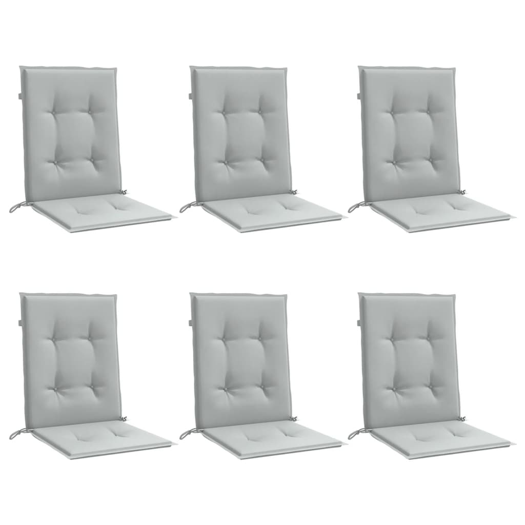Vidaxx Stuhlkissen 6 Stück niedrige Rückenlehne 100x50x4 cm Stoff hellgrau