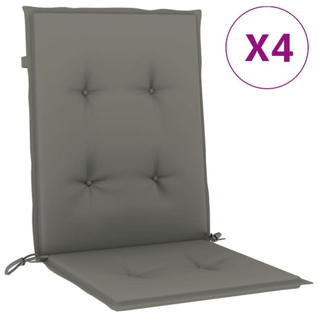 Vidaxx Stuhlkissen 4 Stück niedrige Rückenlehne 100x50x4 cm Stoff dunkelgrau