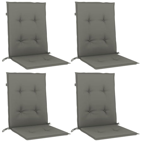 Vidaxx Stuhlkissen 4 Stück niedrige Rückenlehne 100x50x4 cm Stoff dunkelgrau