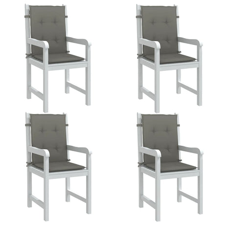 Vidaxx Stuhlkissen 4 Stück niedrige Rückenlehne 100x50x4 cm Stoff dunkelgrau