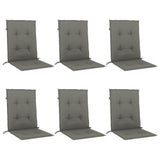 Vidaxx Stuhlkissen 6 Stück niedrige Rückenlehne 100x50x4 cm Stoff dunkelgrau