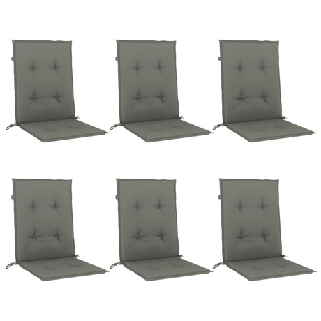 Vidaxx Stuhlkissen 6 Stück niedrige Rückenlehne 100x50x4 cm Stoff dunkelgrau