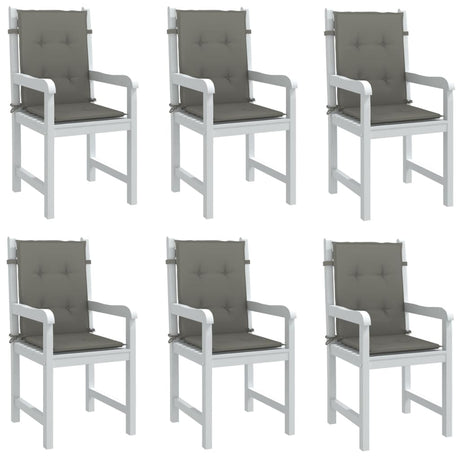Vidaxx Stuhlkissen 6 Stück niedrige Rückenlehne 100x50x4 cm Stoff dunkelgrau