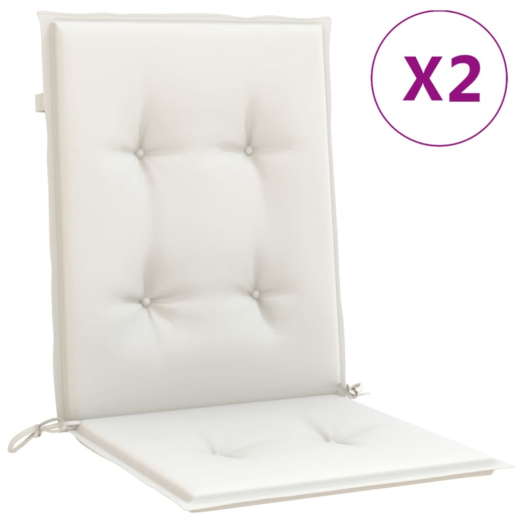 Vidaxx Stuhlkissen 2 Stück niedrige Rückenlehne 100x50x4 cm Stoff gemischt creme