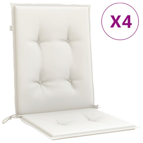 VidaXL Stuhlkissen 4 Stück niedrige Rückenlehne 100x50x4 cm Stoff gemischt creme