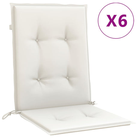 VidaXL Stuhlkissen 6 Stück niedrige Rückenlehne 100x50x4 cm Stoff gemischt creme