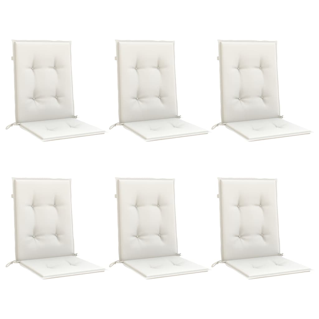 VidaXL Stuhlkissen 6 Stück niedrige Rückenlehne 100x50x4 cm Stoff gemischt creme