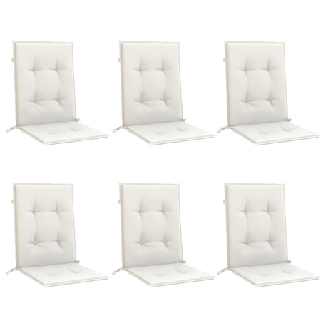 VidaXL Stuhlkissen 6 Stück niedrige Rückenlehne 100x50x4 cm Stoff gemischt creme